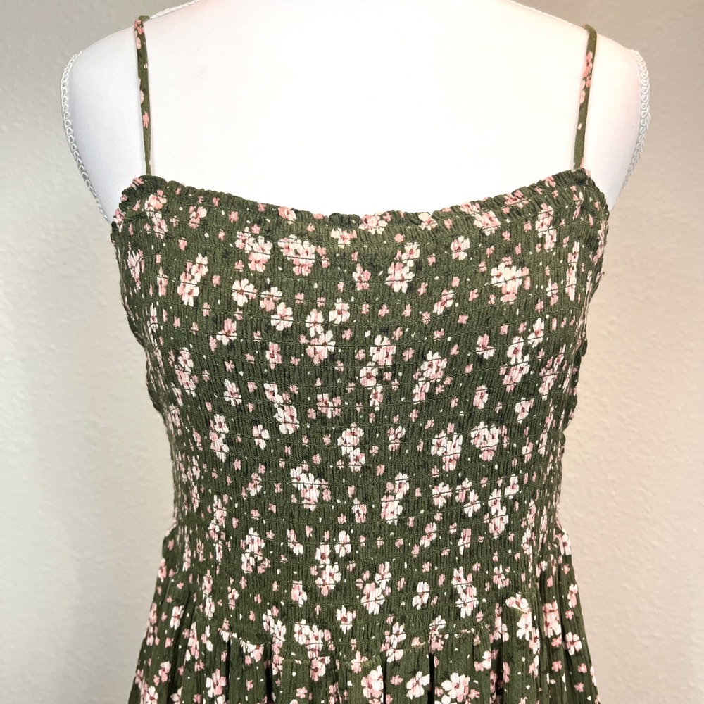 Aeropostle Floral Dress Green Size L Smocked Coquette Cottagecore Milkmaid - Picture 4 of 10